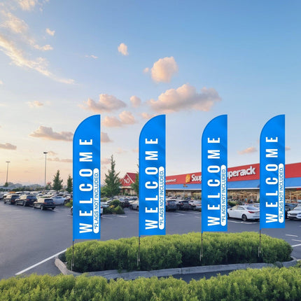 Feather Flag Pole Kit 2 Packs Swooper Flag Pole 16.3 ft with Ground Stakes.