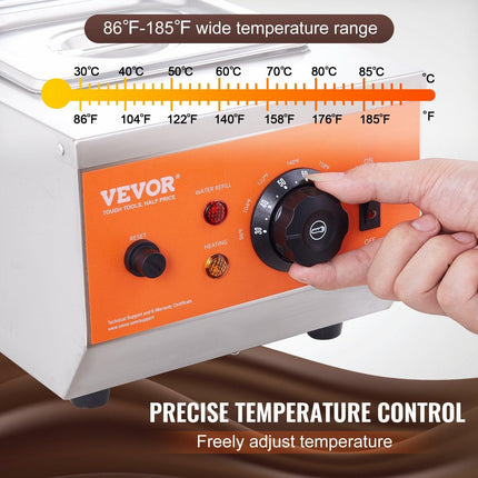 VEVOR Chocolate Tempering Machine, 2 Tanks Chocolate Melting Pot with TEMP Control, 800W Stainless Steel Electric Commercial Food Warmer For Chocolate/Milk/Cream Melting and Heating.