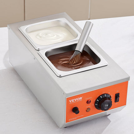 VEVOR Chocolate Tempering Machine, 2 Tanks Chocolate Melting Pot with TEMP Control, 800W Stainless Steel Electric Commercial Food Warmer For Chocolate/Milk/Cream Melting and Heating.