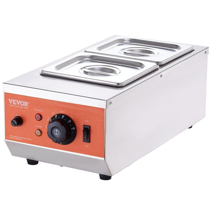 VEVOR Chocolate Tempering Machine, 2 Tanks Chocolate Melting Pot with TEMP Control, 800W Stainless Steel Electric Commercial Food Warmer For Chocolate/Milk/Cream Melting and Heating.