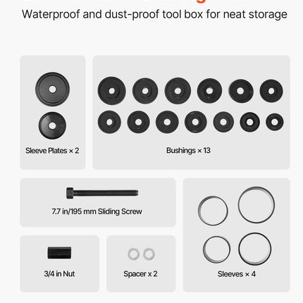 Wheel Bearing Press Kit, 23 PCS FWD Bearing Puller Tools, for Front Wheel Drive Bearing Removal and Installation, Wheel Bearing Tool with Sliding Screw, Bushings, Sleeve Plates, Storage Case.