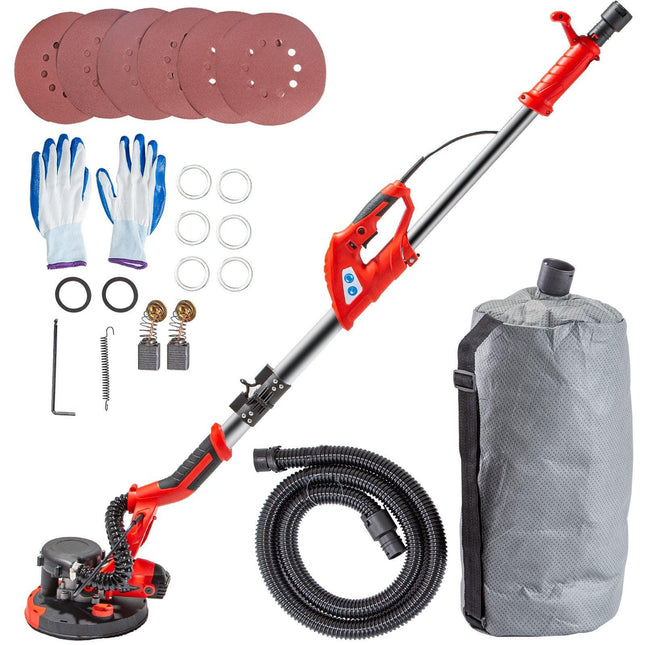 Drywall Sander 750W Electric, Electric Sander Variable Speed 800-1750RPM, Drywall Sander Foldable Sheetrock Sander, with Telescope Handle ,Vacuum Bag Drywall Sanders 6 Sand Pads.