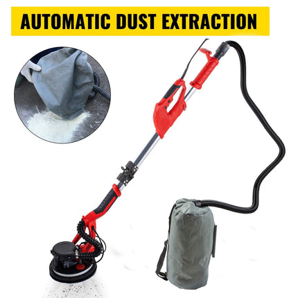 Drywall Sander 750W, Electric Drywall Sander, Foldable Sheetrock Sander, with Telescope Handle, Electric Sander, Variable Speed 800-1750 RPM, Wall Sander, with LED Strip Light and Vacuum Bag.