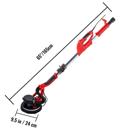 Drywall Sander 750W, Electric Drywall Sander, Foldable Sheetrock Sander, with Telescope Handle, Electric Sander, Variable Speed 800-1750 RPM, Wall Sander, with LED Strip Light and Vacuum Bag.