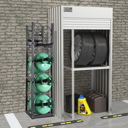 Refrigerant Tank Rack, with 3 x 30lbs and Other 3 Small Bottle Tanks, Cylinder Tank Rack 12.79x12.99x47.12 in, Refrigerant Cylinder Rack and Holders for Freon, Gases, Oxygen, Nitrogen.