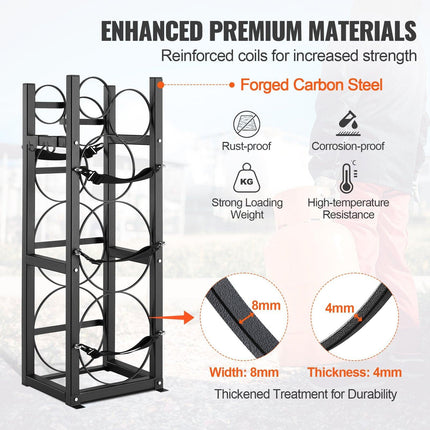 Refrigerant Tank Rack, with 2 x 30lbs and Other 3 Small Bottle Tanks, Cylinder Tank Rack 12.79x12.99x47.12 in, Refrigerant Cylinder Rack and Holders for Freon, Gases, Oxygen, Nitrogen.