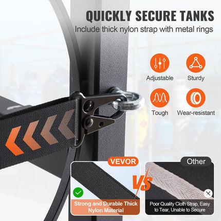 Refrigerant Tank Rack, with 2 x 30lbs and Other 3 Small Bottle Tanks, Cylinder Tank Rack 12.79x12.99x47.12 in, Refrigerant Cylinder Rack and Holders for Freon, Gases, Oxygen, Nitrogen.