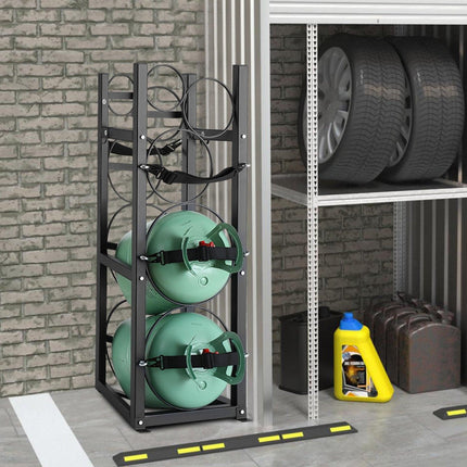 Refrigerant Tank Rack, with 2 x 30lbs and Other 3 Small Bottle Tanks, Cylinder Tank Rack 12.79x12.99x47.12 in, Refrigerant Cylinder Rack and Holders for Freon, Gases, Oxygen, Nitrogen.