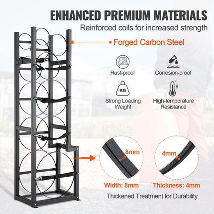 Refrigerant Tank Rack, with 1 x 50lb, 2 x 30lb and Other 3 Small Bottle Tanks, Cylinder Tank Rack 15.55x12.99x49.8 in, Refrigerant Cylinder Rack and Holders for Freon, Gases, Oxygen, Nitrogen.