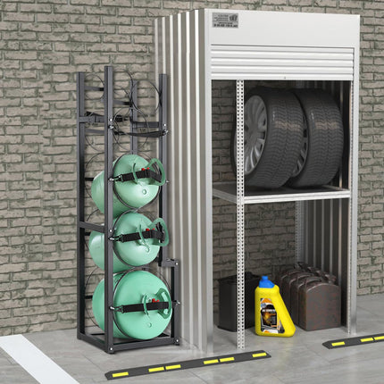 Refrigerant Tank Rack, with 1 x 50lb, 2 x 30lb and Other 3 Small Bottle Tanks, Cylinder Tank Rack 15.55x12.99x49.8 in, Refrigerant Cylinder Rack and Holders for Freon, Gases, Oxygen, Nitrogen.