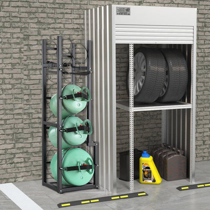 Refrigerant Tank Rack, with 1 x 50lb, 2 x 30lb and Other 3 Small Bottle Tanks, Cylinder Tank Rack 15.55x12.99x49.8 in, Refrigerant Cylinder Rack and Holders for Freon, Gases, Oxygen, Nitrogen.