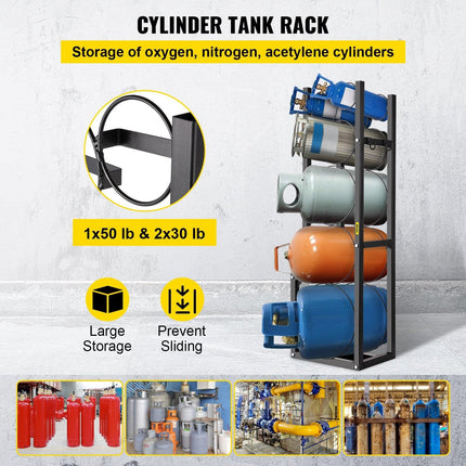 Refrigerant Tank Rack Cylinder Tank Rack w/ 1*50lb 2*30lb &3 Small Bottles.