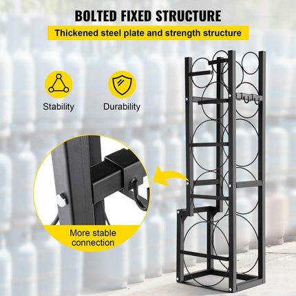 Refrigerant Tank Rack Cylinder Tank Rack w/ 1*50lb 2*30lb &3 Small Bottles.
