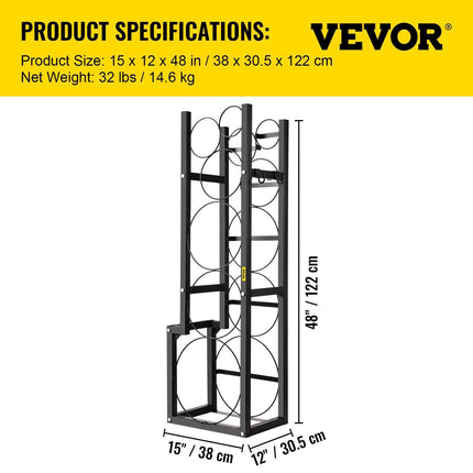 Refrigerant Tank Rack Cylinder Tank Rack w/ 1*50lb 2*30lb &3 Small Bottles.