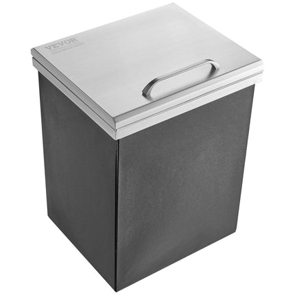 Drop in Ice Chest, 14"L x 12"W x 18"H Stainless Steel Ice Cooler, Commercial Ice Bin with Hinged Cover, 40 qt Outdoor Kitchen Ice Bar, Drain-pipe and Drain Plug Included, for Cold Wine Beer.
