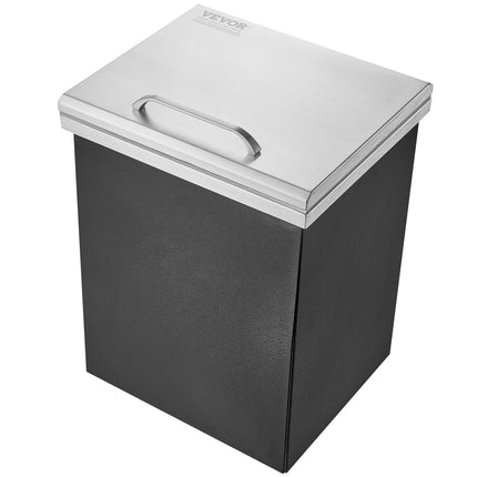 Drop in Ice Chest, 14"L x 12"W x 18"H Stainless Steel Ice Cooler, Commercial Ice Bin with Hinged Cover, 40 qt Outdoor Kitchen Ice Bar, Drain-pipe and Drain Plug Included, for Cold Wine Beer.