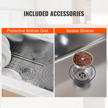 Kitchen Sink, 304 Stainless Steel Drop-In Sinks, Top Mount Single Bowl Basin with Accessories(Pack of 3), Household Dishwasher Sinks for Workstation, RV, Prep Kitchen, and Bar Sink, 33 inch.