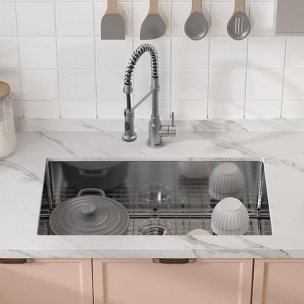 Kitchen Sink, 304 Stainless Steel Drop-In Sinks, Undermount Single Bowl Basin with Accessories(Pack of 3), Household Dishwasher Sinks for Workstation, RV, Prep Kitchen, and Bar Sink, 32 inch.