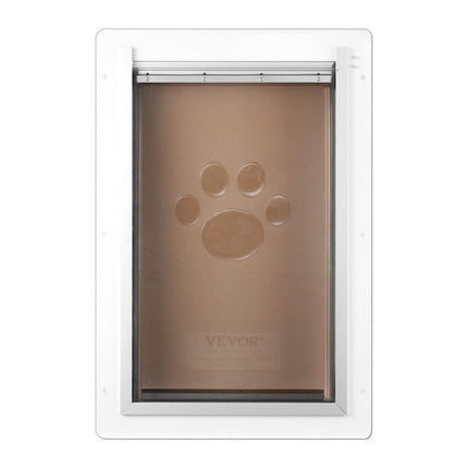 Pet Door, 31.2 x 43.5 cm Metal Frame with Lock and 3-Flap System, Weatherproof Doggy Door, Easy to Install in Interior or Exterior Walls, Pet Door Suitable for Cat Doggie Kitties (White-Medium).