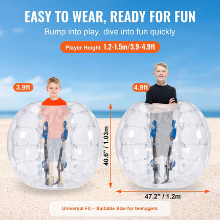Inflatable Bumper Ball 1-Pack, 4FT/1.2M Body Sumo Zorb Balls for Teen & Adult, 0.8mm Thick PVC Human Hamster Bubble Balls for Outdoor Team Gaming Play, Bumper Bopper Toys for Garden, Yard, Park.