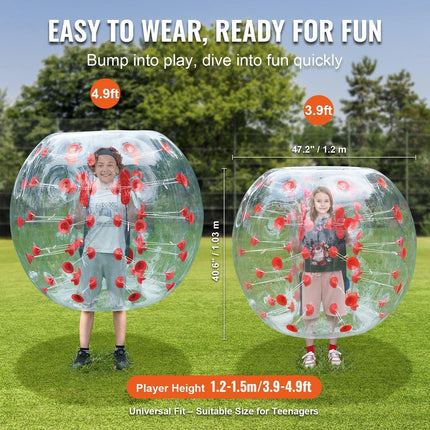 Inflatable Bumper Ball 1-Pack, 4FT/1.2M Body Sumo Zorb Balls for Teen & Adult, 0.8mm Thick PVC Human Hamster Bubble Balls for Outdoor Team Gaming Play, Bumper Bopper Toys for Garden, Yard, Park.