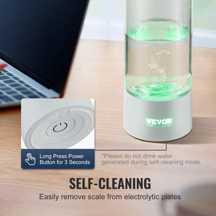Hydrogen Water Bottle Generator, 380 ml / 13.4 oz Capacity Portable Hydrogen Water Maker, SPE Technology Hydrogen Rich Water Ionizer Machine with Nasal Inhalation Tube and Self-Cleaning.