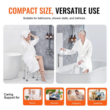 Shower Chair for Inside Shower, Adjustable Height Shower Stool, Non-Slip Bench Bathtub Seat Stool for Elderly Disabled Adults Handicap, 300 lbs Capacity.