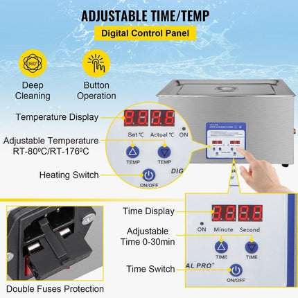 Digital Ultrasonic Cleaner 30L Ultrasonic Cleaning Machine 40kHz Sonic Cleaner Machine 316 & 304 Stainless Steel Ultrasonic Cleaner Machine with Heater & Timer for Cleaning Jewelry Glasses Watch.