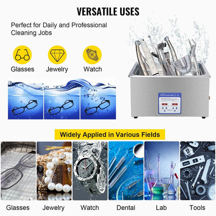 Digital Ultrasonic Cleaner 30L Ultrasonic Cleaning Machine 40kHz Sonic Cleaner Machine 316 & 304 Stainless Steel Ultrasonic Cleaner Machine with Heater & Timer for Cleaning Jewelry Glasses Watch.