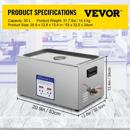 Digital Ultrasonic Cleaner 30L Ultrasonic Cleaning Machine 40kHz Sonic Cleaner Machine 316 & 304 Stainless Steel Ultrasonic Cleaner Machine with Heater & Timer for Cleaning Jewelry Glasses Watch.