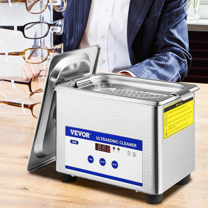 0.8L Professional Ultrasonic Cleaner 304 Stainless Steel Digital Lab Ultrasonic Cleaner with Timer for Jewelry Watch Glasses Circuit Board Dentures Small Parts Dental Instrument (0.8L).