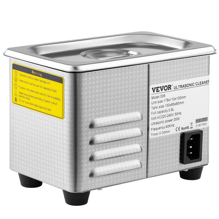0.8L Professional Ultrasonic Cleaner 304 Stainless Steel Digital Lab Ultrasonic Cleaner with Timer for Jewelry Watch Glasses Circuit Board Dentures Small Parts Dental Instrument (0.8L).