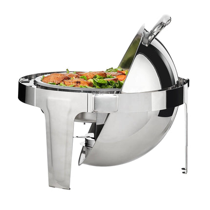 Roll Top Chafing Dish Buffet Set, 5.5L 2 Pack, Stainless Steel Chafer with 2 Full Size Pans, Round Catering Warmer Server with Lid Water Pan Stand Fuel Holder, for at Least 5 People Each.