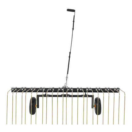Tow Behind Dethatcher, 1.5m Tow Dethatcher with 24 Steel Tines, Lawn Dethatcher Rake for ATV or Mower, Tow Behind Lawn Rake with Lift Handle for Leaves, Pine Needles, and Grass.