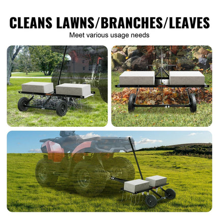 Tow Behind Dethatcher, 1015mm Tow Dethatcher with 20 Spring Steel Tines, Lawn Dethatcher Rake for ATV or Mower, Tow Behind Lawn Rake with Lift Handle for Garden Farm Grass.