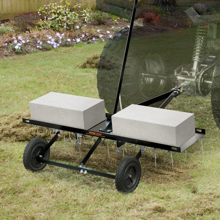 Tow Behind Dethatcher, 1015mm Tow Dethatcher with 20 Spring Steel Tines, Lawn Dethatcher Rake for ATV or Mower, Tow Behind Lawn Rake with Lift Handle for Garden Farm Grass.