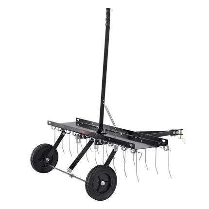 Tow Behind Dethatcher, 1015mm Tow Dethatcher with 20 Spring Steel Tines, Lawn Dethatcher Rake for ATV or Mower, Tow Behind Lawn Rake with Lift Handle for Garden Farm Grass.