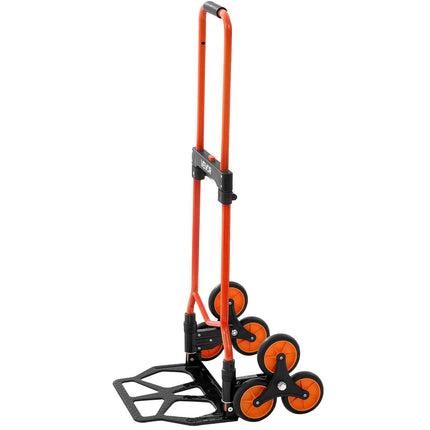 Stair Climbing Cart, 54 kg Stair-Climbing Capacity, Portable Folding Trolley Cart with Telescoping Handle, 6 Wheels and 2 Bungee Cords, Stair Climber Dolly for Home, Groceries, Warehouse.