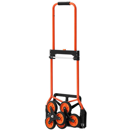 Stair Climbing Cart, 54 kg Stair-Climbing Capacity, Portable Folding Trolley Cart with Telescoping Handle, 6 Wheels and 2 Bungee Cords, Stair Climber Dolly for Home, Groceries, Warehouse.