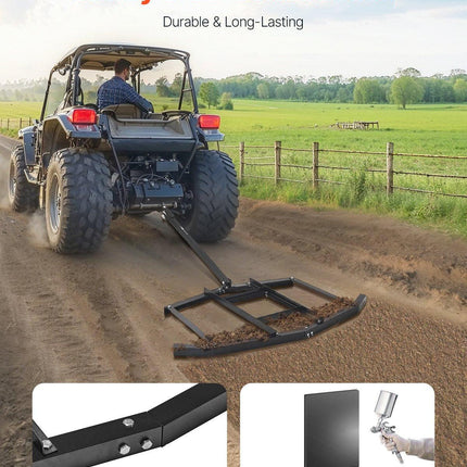 Drag Harrow, 66" Width Tow Behind Drag Harrow, Q235 Steel Driveway Grader with Adjustable Bars & Pin Hitch, Support up to 50 lbs, Tractor Driveway Harrow for ATVs, UTVs, Garden Lawn Tractors.