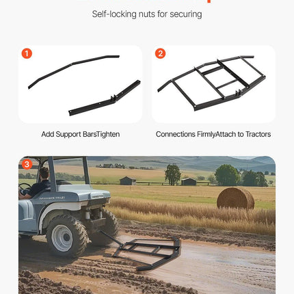 Drag Harrow, 66" Width Tow Behind Drag Harrow, Q235 Steel Driveway Grader with Adjustable Bars & Pin Hitch, Support up to 50 lbs, Tractor Driveway Harrow for ATVs, UTVs, Garden Lawn Tractors.