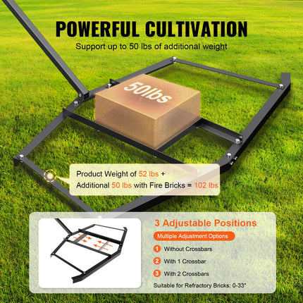Driveway Drag, 76.57" Width Tow Behind Drag Harrow, Q235 Steel Driveway Grader with Adjustable Bars, Support up to 50 lbs, Driveway Tractor Harrow for ATVs, UTVs, Garden Lawn Tractors.