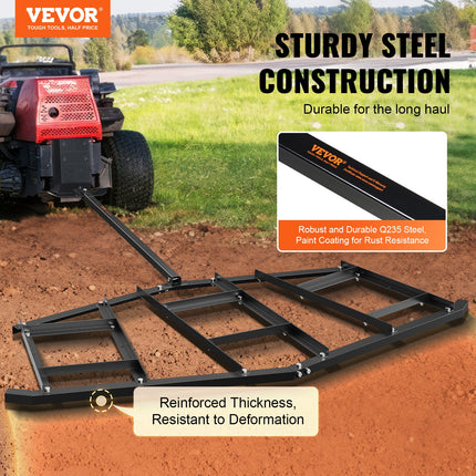 Driveway Drag, 84" Width Tow Behind Drag Harrow, Q235 Steel Driveway Grader with Adjustable Bars, Support up to 50 lbs, Driveway Tractor Harrow for ATVs, UTVs, Garden Lawn Tractors.