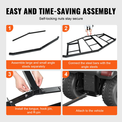 Driveway Drag, 84" Width Tow Behind Drag Harrow, Q235 Steel Driveway Grader with Adjustable Bars, Support up to 50 lbs, Driveway Tractor Harrow for ATVs, UTVs, Garden Lawn Tractors.
