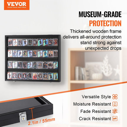 36 Graded Sports Card Display Case, 775 x 617 x 55 mm, Baseball Card Display Frame with 98% UV Protection Clear View PC Glass, Lockable Wall Cabinet for Football Basketball Hockey Trading Card.