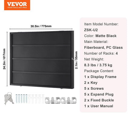 36 Graded Sports Card Display Case, 775 x 617 x 55 mm, Baseball Card Display Frame with 98% UV Protection Clear View PC Glass, Lockable Wall Cabinet for Football Basketball Hockey Trading Card.