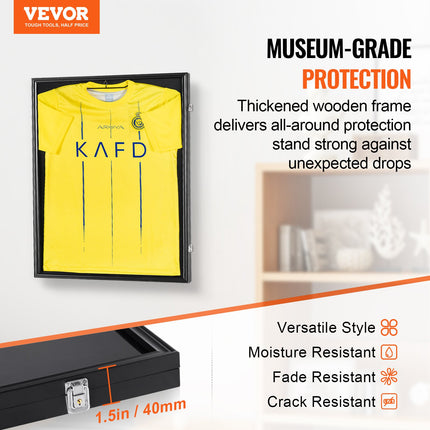 Jersey Display Frame Case, 590 x 790 x 40 mm, Large Lockable Sport Jersey Shadow Box with 98% UV Protection PC Glass and Hangers, for Baseball Basketball Football Hockey Shirt and Uniform.