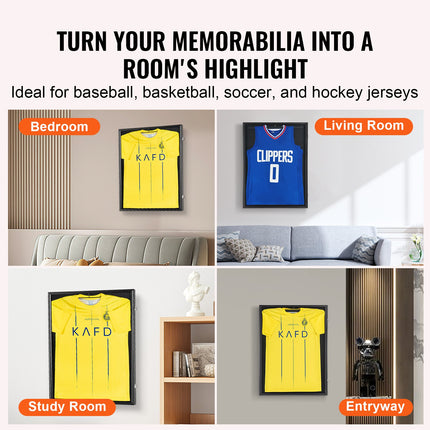 Jersey Display Frame Case, 590 x 790 x 40 mm, Large Lockable Sport Jersey Shadow Box with 98% UV Protection PC Glass and Hangers, for Baseball Basketball Football Hockey Shirt and Uniform.
