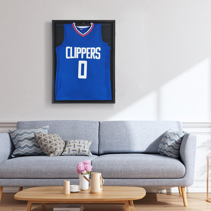Jersey Display Frame Case, 590 x 790 x 40 mm, Large Lockable Sport Jersey Shadow Box with 98% UV Protection PC Glass and Hangers, for Baseball Basketball Football Hockey Shirt and Uniform.