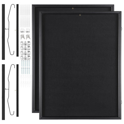 2PCs Jersey Display Frame Case, 590 x 790 x 40 mm, Large Lockable Sport Jersey Shadow Box with 98% UV Protection PC Glass and Hangers, for Baseball Basketball Football Hockey Shirt and Uniform.